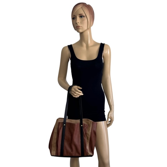Relic by Fossil Bailey Leather Tote Shoulder Bag Brown Tan Black - Picture 4 of 9